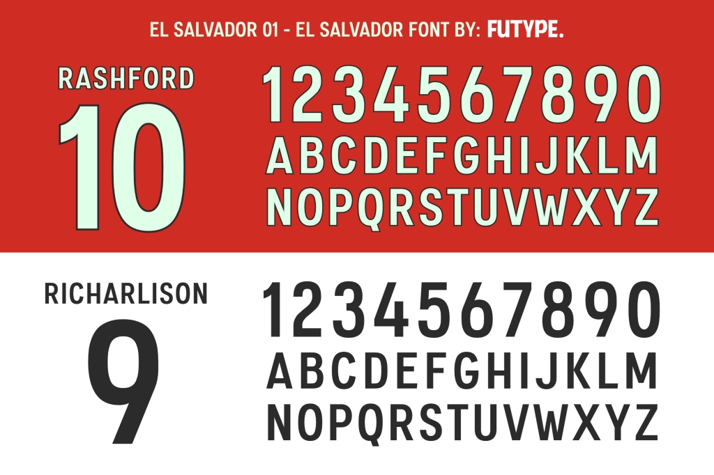El Salvador – Font Jersey (4+1 varian)