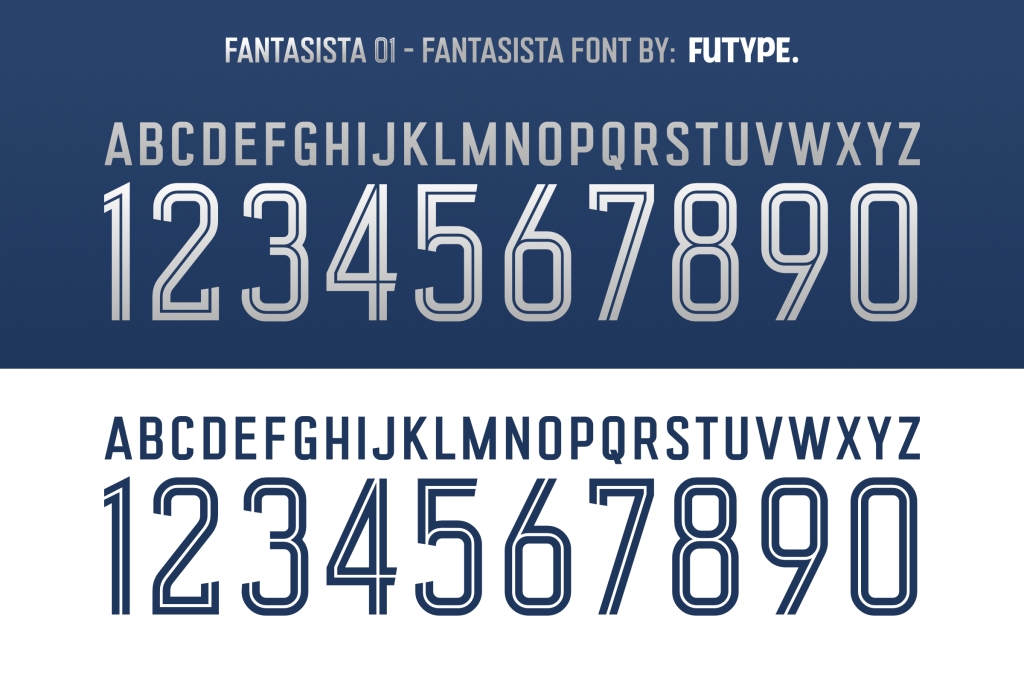 Fantasista – Font Jersey dengan 7 Varian Nomor